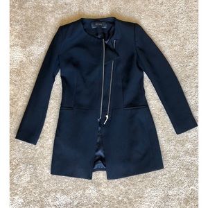 Zara Basic Midi Overcoat Topper Navy